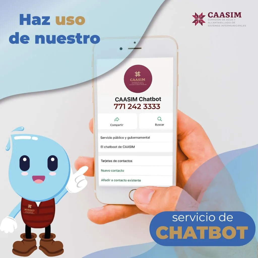 ¡Caasim actualiza su número de chatbot! Contacta para tus consultas y reportes