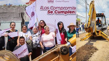 Alcaldesa Gretchen Atilano arranca pavimentación en Tizayuca.