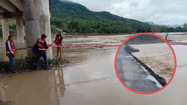 Vado cerrado en Xochiatipan por crecida del río.