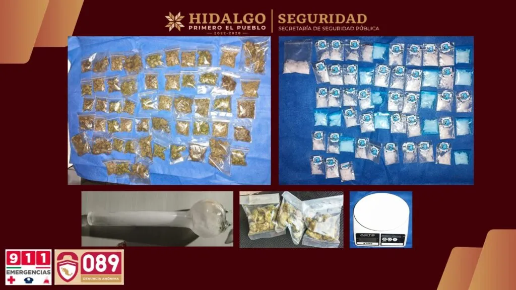 Armas, drogas, vehículos y detenidos en operativos de Hidalgo