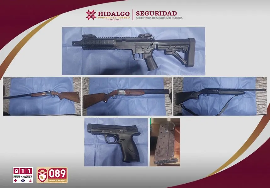 Aseguran armas largas y droga en operativo de Tulancingo; hay un detenido