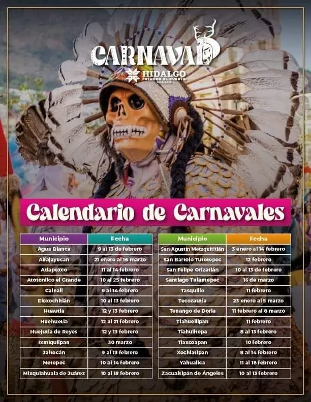 ¡No te pierdas los carnavales en Hidalgo! Te compartimos el calendario