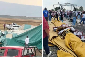 Fuertes vientos derriban lonas en cierres de campaña de Morena en Edomex. VIDEOS