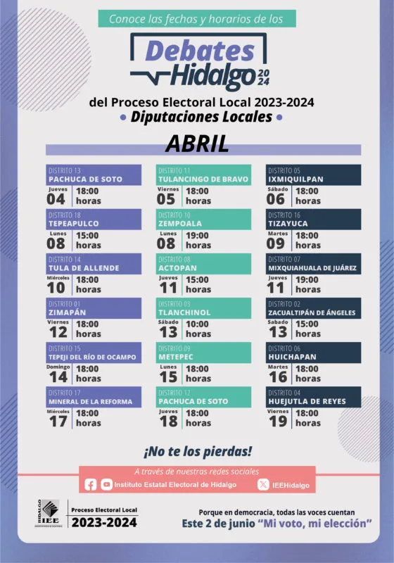 Elecciones Hidalgo: FECHAS de los debates de candidatos a diputados locales en abril