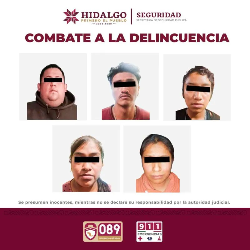 Pachuca: 5 detenidos por presunto narcomenudeo