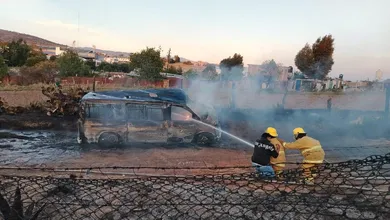 Incendio de camioneta por Huachicol