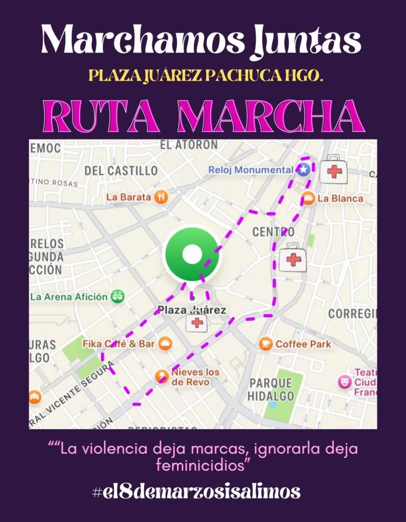 Ruta lista para la marcha 8M en Pachuca. ¡Consulta aquí el recorrido!