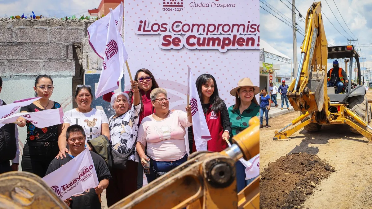 Alcaldesa Gretchen Atilano arranca pavimentación en Tizayuca.