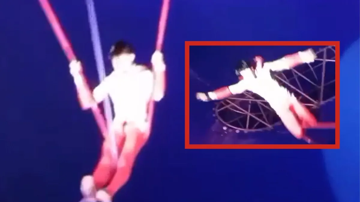 Trapecista cae durante función