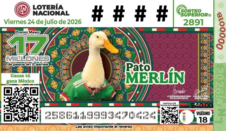 Pato Merlín, ícono viral de los festejos de la Copa del Mundo en México, ya tiene su billete conmemorativo de Lotería Nacional
