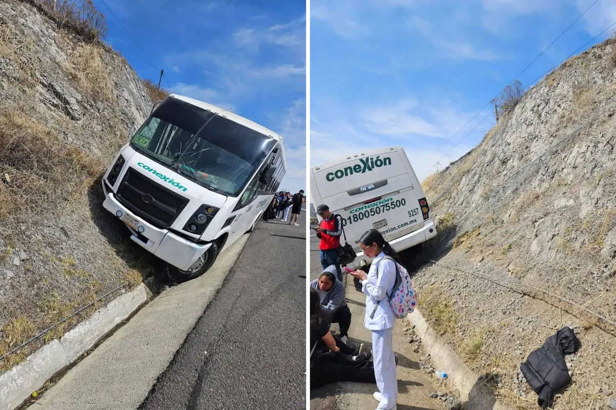 Autobús sufre percance en la carretera Tulancingo-Pachuca