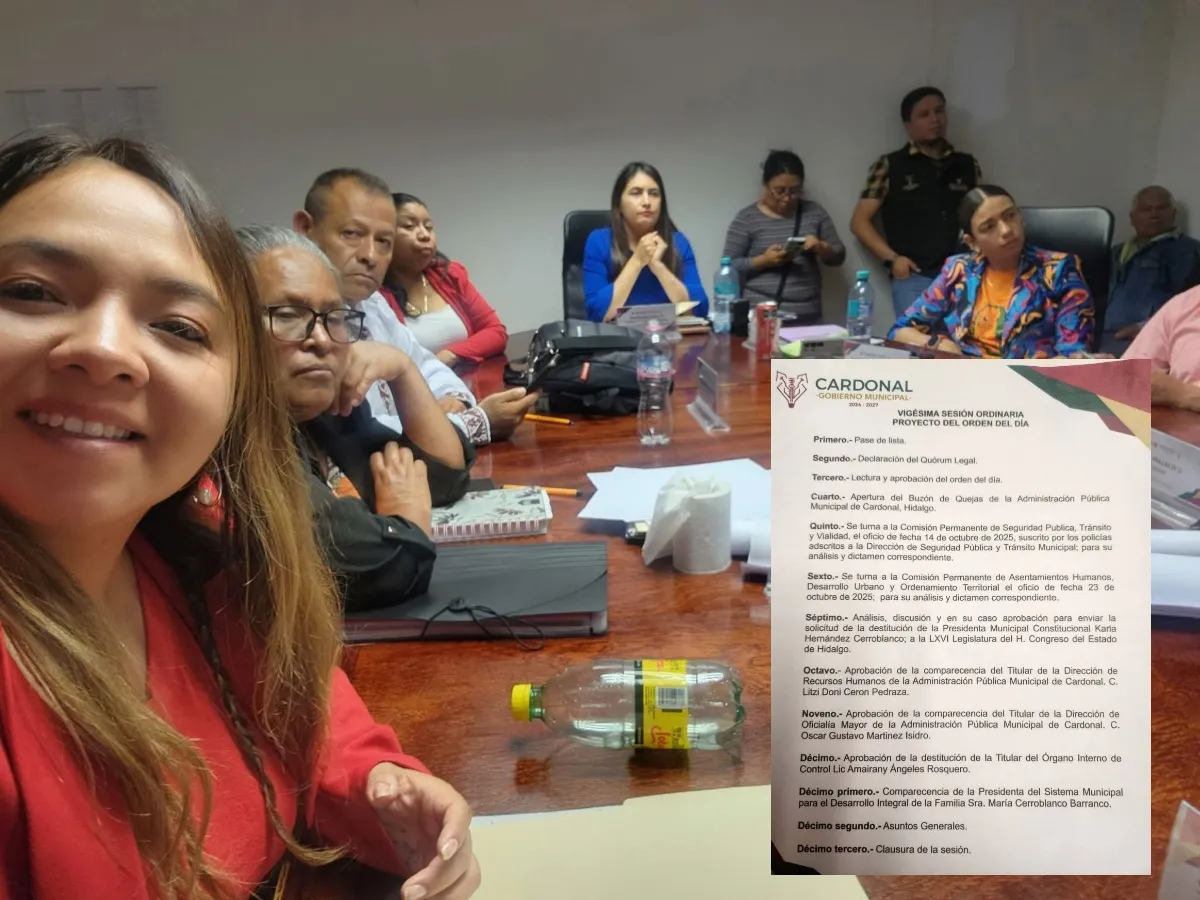 Cabildo de Cardonal durante sesión donde se aprobó pedir la destitución de la alcaldesa Karla Hernández Cerroblanco.