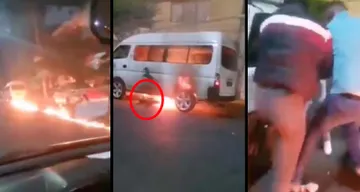 chofer arrastra a motociclista
