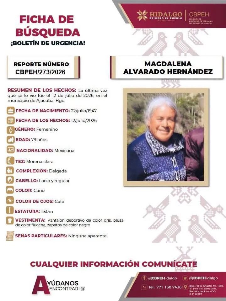 Continúa la búsqueda de “doña Lenis” de 79 años en Ajacuba, no aparece desde el domingo