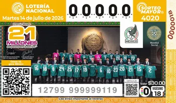 Billete de la loteria de la Selección Nacional