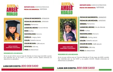 Alerta Amber Hidalgo: buscan a dos hermanas de 4 y 6 años, desaparecieron en Tula