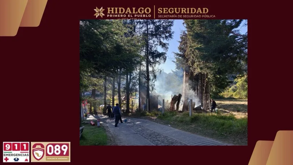 Incendio en cabaña de Mineral del Chico moviliza a Bomberos de Hidalgo; evitan daño forestal