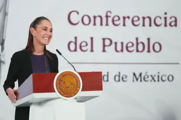La presidenta Claudia Sheinbaum durante la mañanera de este lunes 11 de mayo.