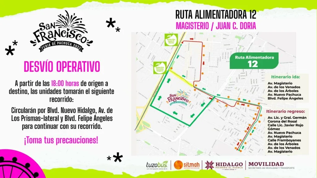 Feria San Francisco Pachuca 2025: estas son las medidas de transporte público