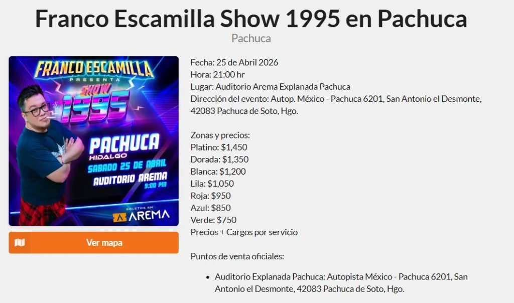 Franco Escamilla en Pachuca: dónde comprar los boletos