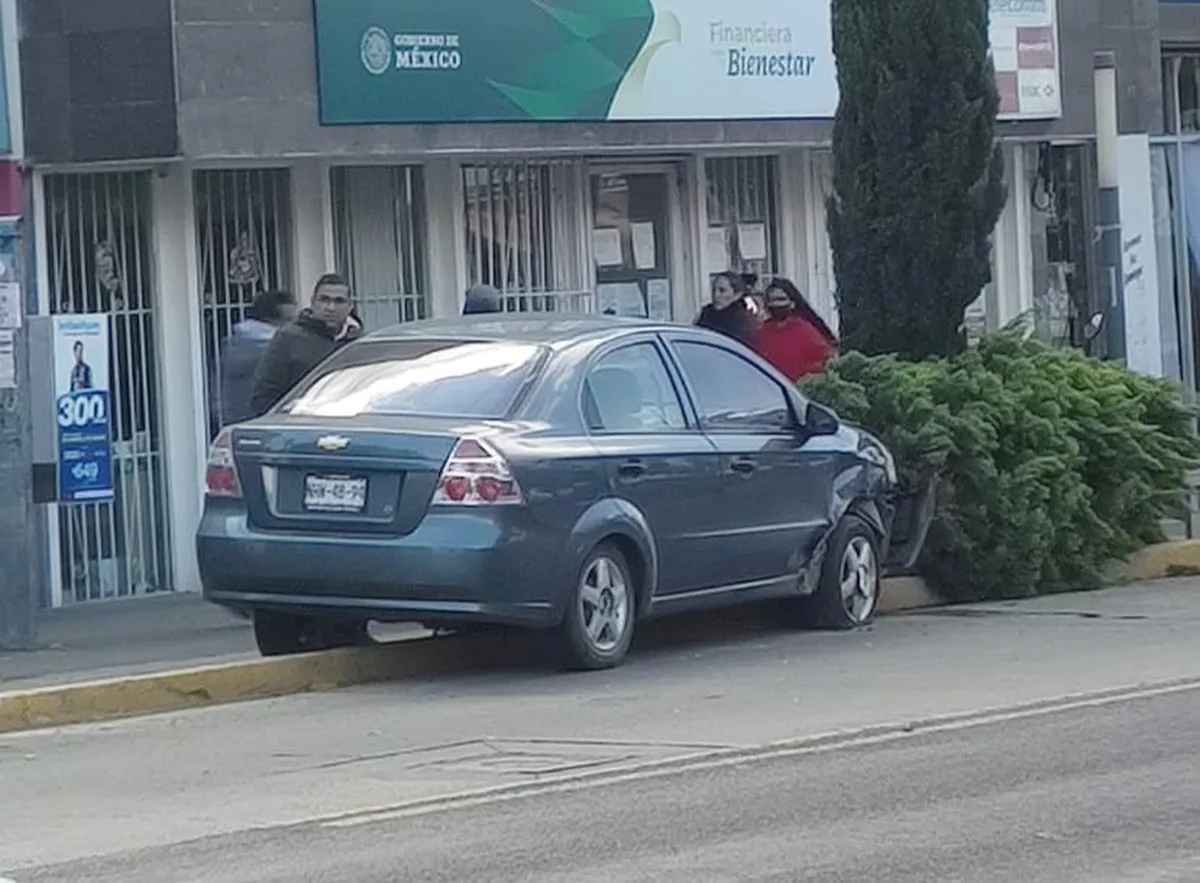 Pachuca: auto derriba un árbol en accidente vial en Avenida Juárez