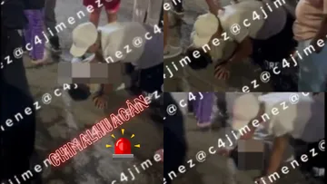 Momento en que un hombre le suplica a su compañero herido durante un asalto en Chimalhuacán
