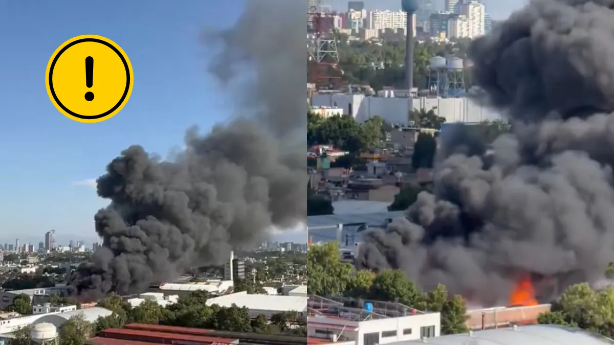 Bomberos trabajan para controlar el incendio en fábrica de Azcapotzalco tras explosión que alertó a vecinos.