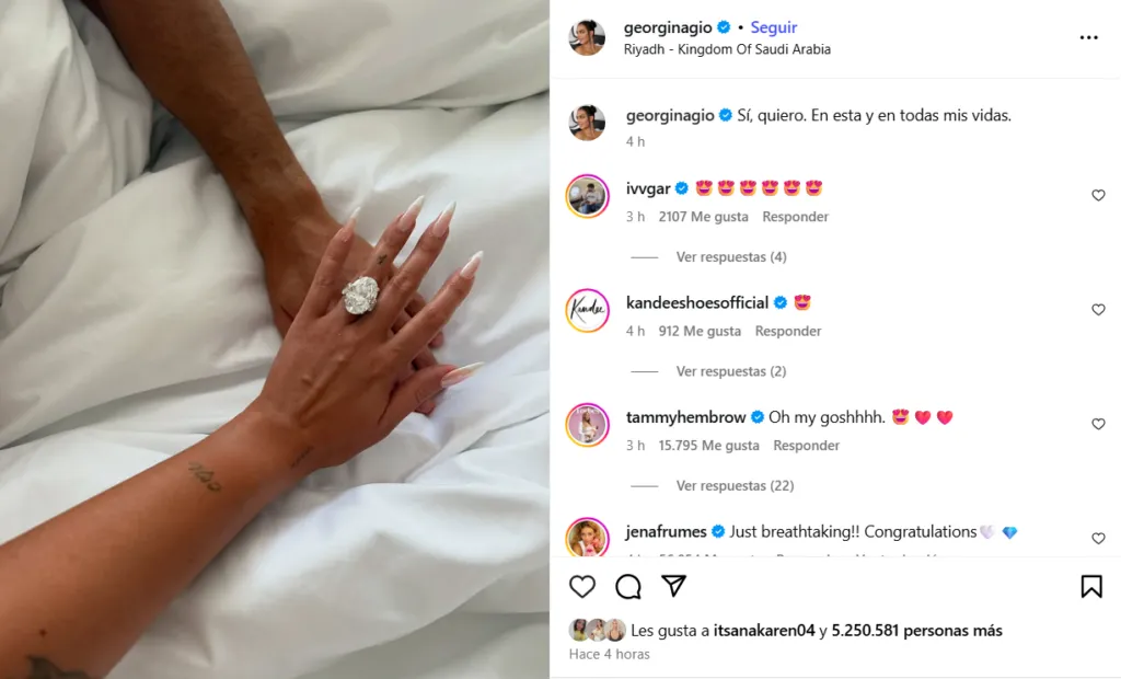 Se casa ‘El Bicho’, Georgina anuncia su compromiso en Instagram