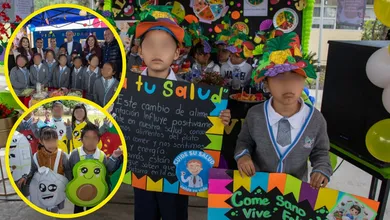 El secretario de la SEPH; Natividad Castrejón, autoridades educativas y niños y niñas de primaria