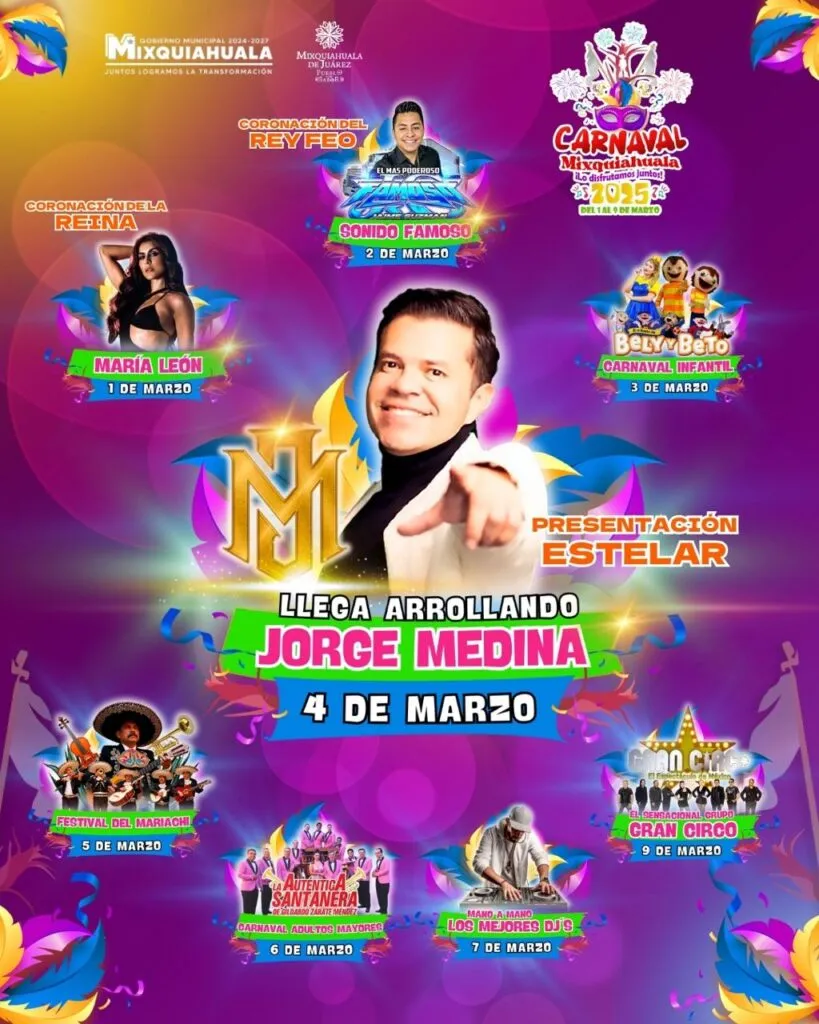 ¡Inicia temporada de carnavales en Hidalgo! Jorge Medina y María León encabezan cartelera en Mixquiahuala
