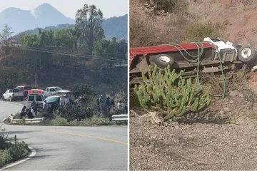 Vuelca pipa en Zimapán, únicamente se reportan daños materiales