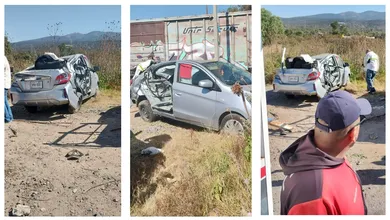 Tren impacta automóvil en Nopala de Villagrán