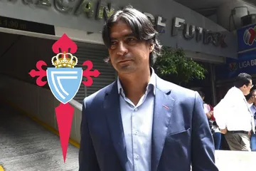 Foto de Marco Garcés y el logo del Celta de Vigo.