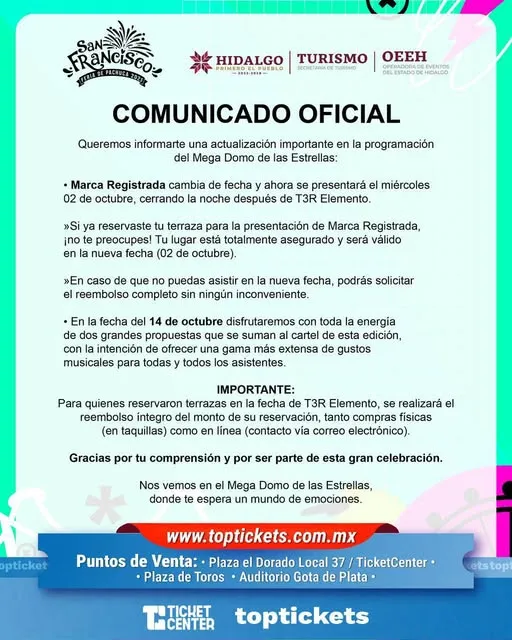 Marca Registrada cambia de fecha en la Feria de San Francisco Pachuca 2025