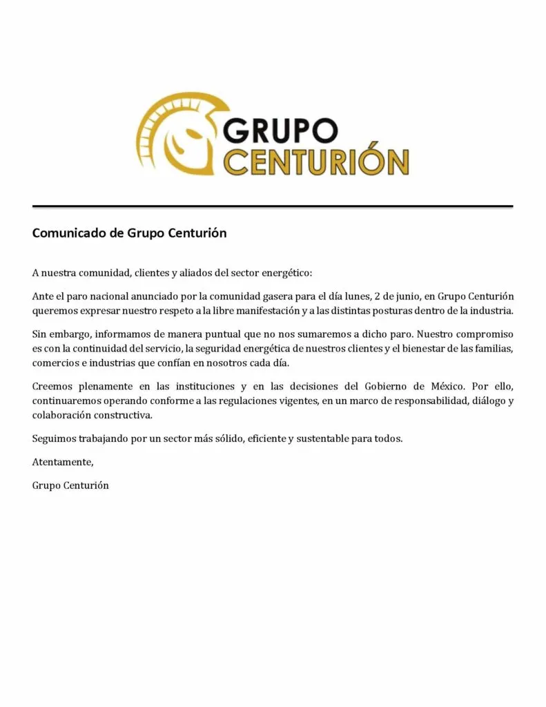Gas Centurión no entra a la huelga de gaseros