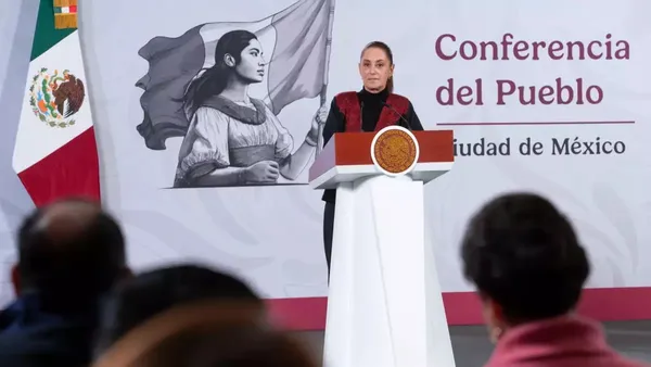 La presidenta Claudia Sheinbaum durante su conferencia matutina.