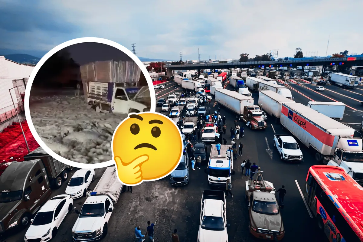 Conductores quedaron varados tras fuerte tormenta con granizo en la autopista México-Pachuca.