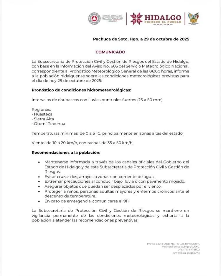 Pronostican lluvias y frío extremo en estas regiones