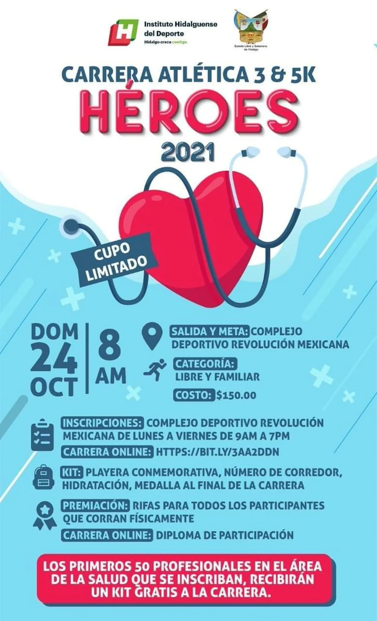 Participan 250 corredores en carrera atlética en honor a personal médico