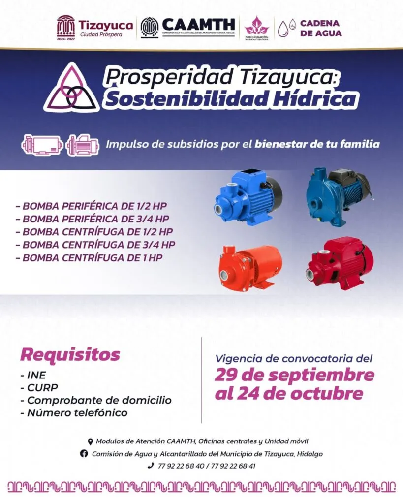 Ayuntamiento de Tizayuca invita a inscribirse al programa Prosperidad: Sostenibilidad Hídrica; última semana para participar