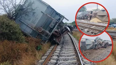 Nueve góndolas de tren descarrilan en Atitalaquia