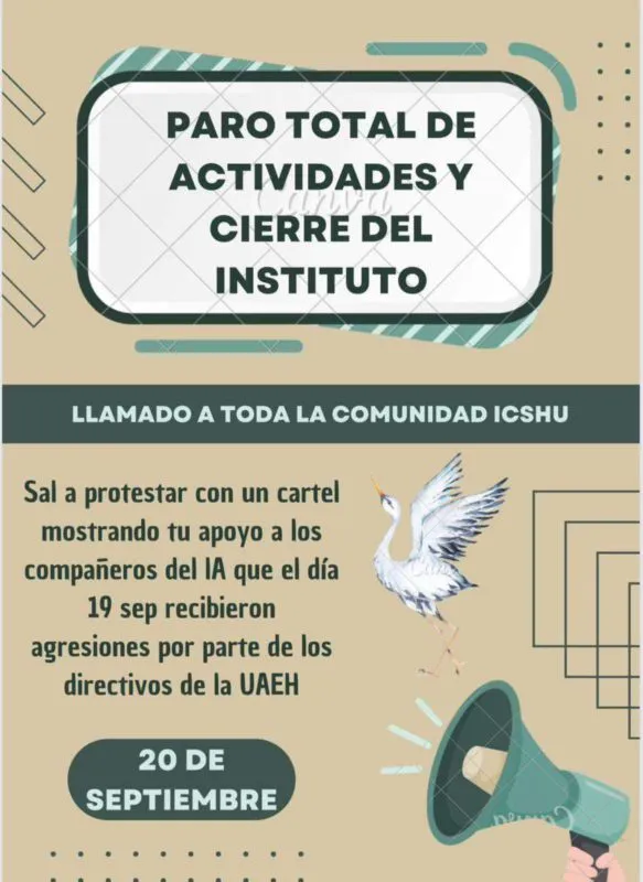 Convocan a paro en institutos de la UAEH
