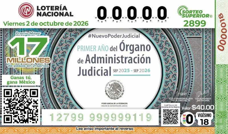 Billete de Lotería Nacional celebra al Órgano de Administración Judicial