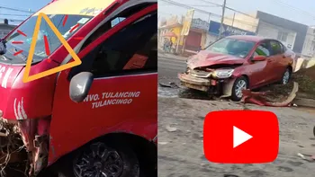VIDEO muestra el momento del choque entre una colectiva y un automóvil sobre la carretera México-Tuxpan, en Tulancingo.