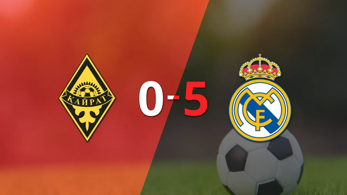 Con triplete de Kylian Mbappé, Real Madrid goleó a Kairat Almaty 5-0