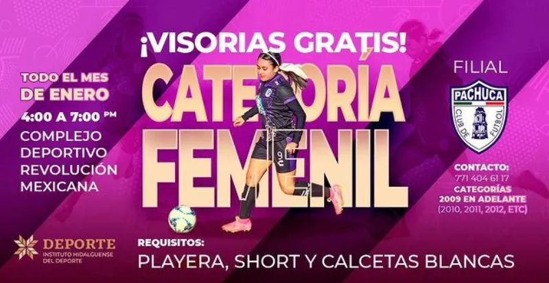 ¿Quieres ser futbolista?  Filial del Pachuca abre visorias gratuitas para la categoría femenil