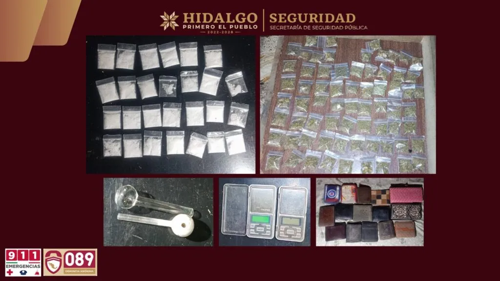 Aseguran narcóticos y detienen a tres personas tras cateo en Hidalgo