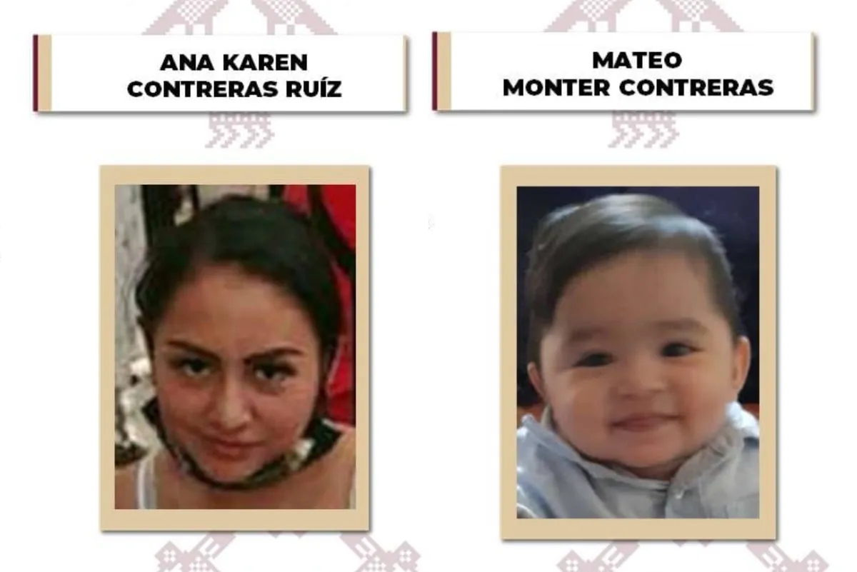 Foto de la ficha de la madre y el bebé desaparecidos en Tulancingo.