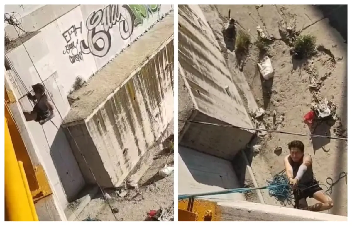 Pachuca: joven baja al Río de las Avenidas para rescatar a perritos, pero se asustan y huyen