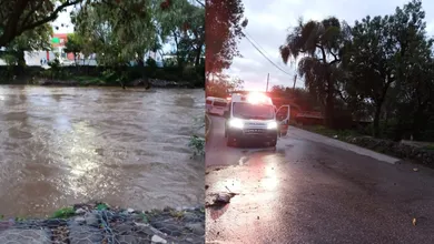 Desbordamiento del río Tepeji frente a la central camionera.